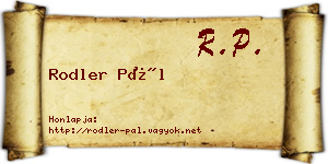 Rodler Pál névjegykártya